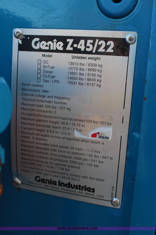 image for item H2699 1993 Genie Z45/22 boom lift