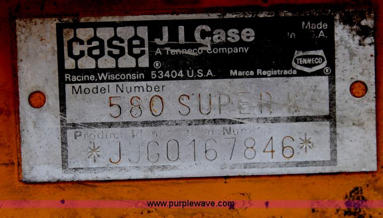 image for item H5655 1992 Case 580 Super K Construction King backhoe