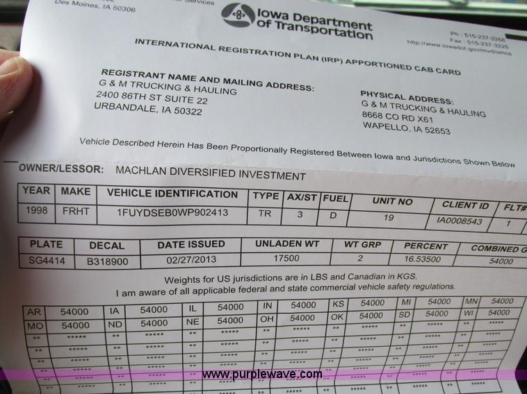 image for item I4175 1998 Freightliner FLD dump truck