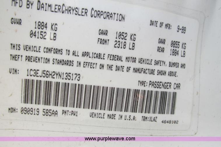 image for item I9621 2000 Chrysler Cirrus LXi