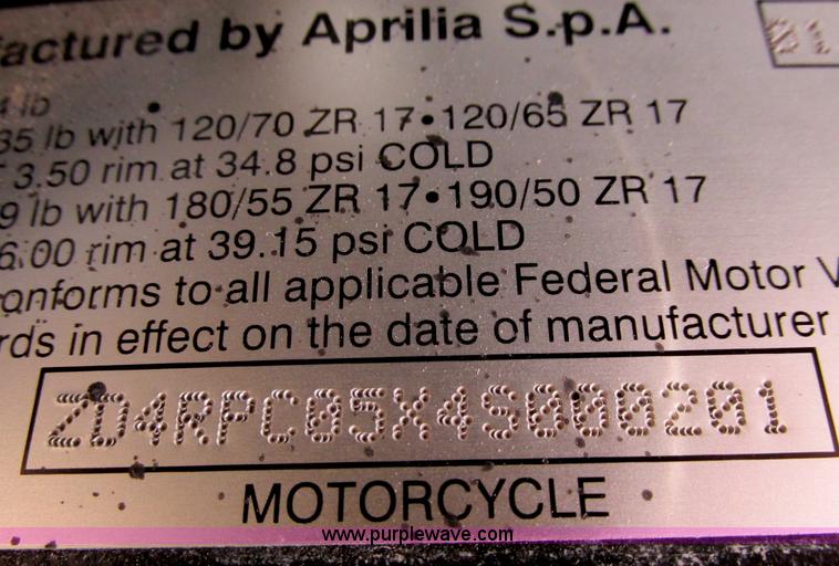 image for item I9646 2004 Aprilia Tuono RSV 1000 motorcycle