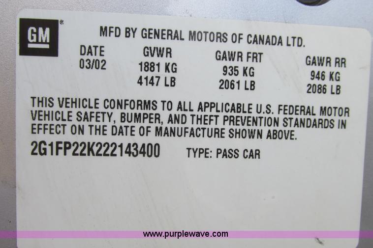 image for item I9647 2002 Chevrolet Camaro