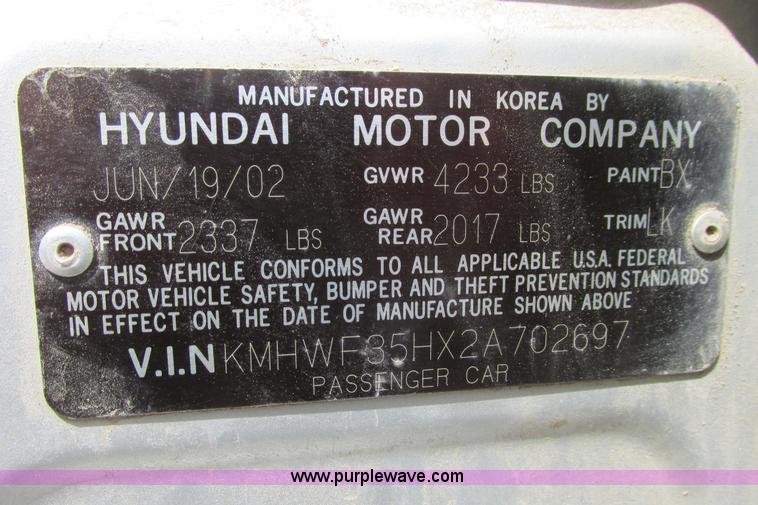 image for item I9682 2002 Hyundai Sonata LX