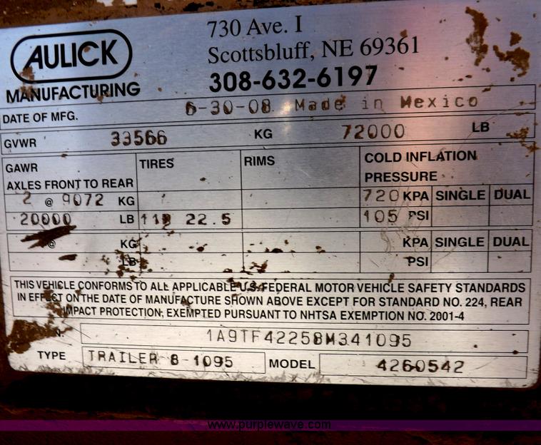 image for item H1896 2008 Aulick belt trailer