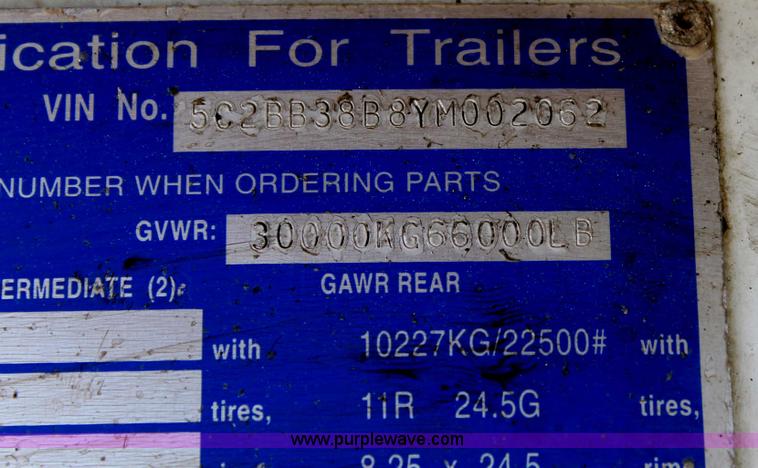 image for item H2994 2000 Clement LW3829 end dump trailer