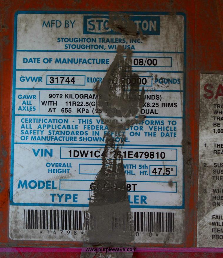 image for item H6050 2001 Stoughton container trailer with container