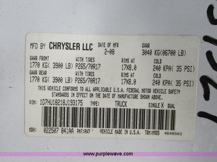 image for item G9119 2008 Dodge Ram 1500 Quad Cab pickup truck