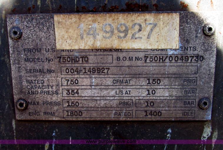 image for item G9126 2005 Sullair 750HDTQ air compressor