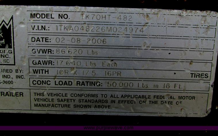 image for item I4172 2006 Trail King TK70HT-482 trailer