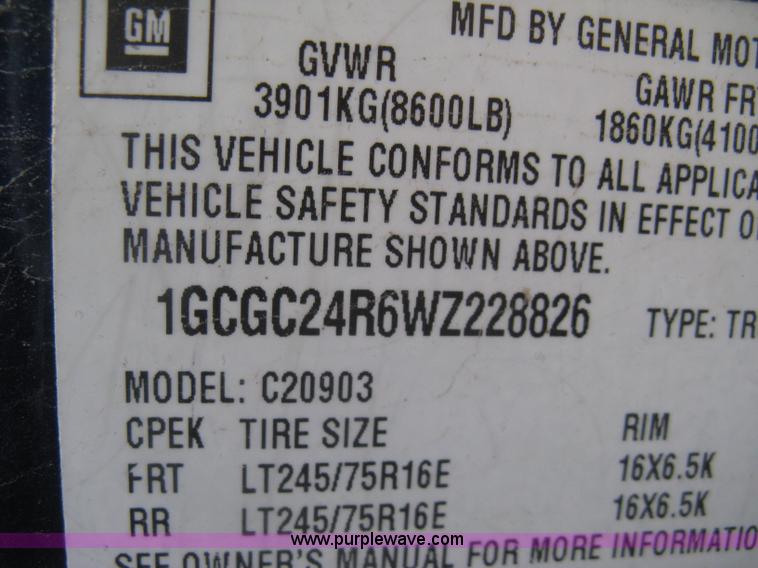 image for item AS9149 1998 Chevrolet 2500 pickup truck