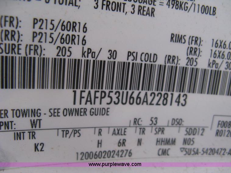 image for item AS9154 2006 Ford Taurus SE