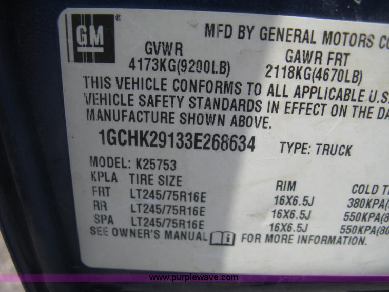 image for item AS9157 2003 Chevrolet Silverado 2500HD Ext. Cab pickup truck