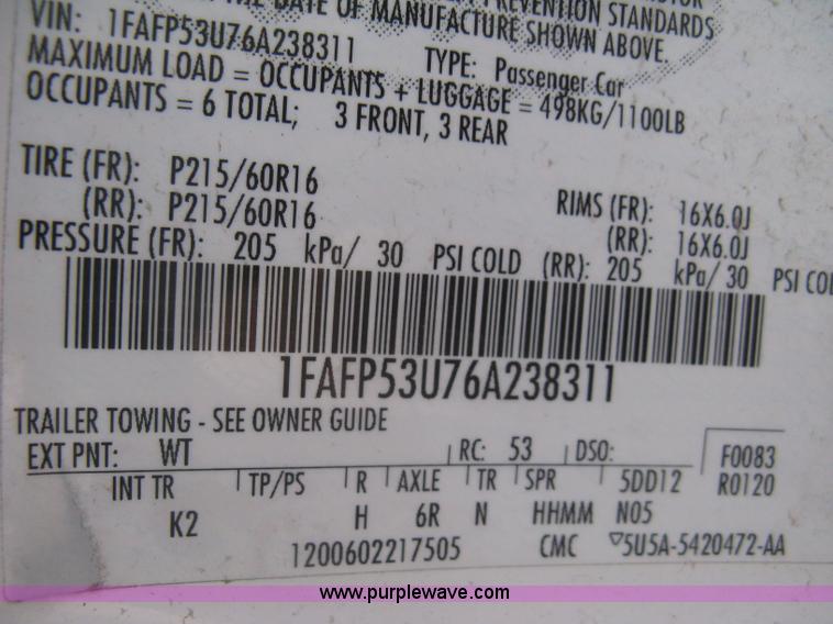 image for item AS9159 2006 Ford Taurus SE