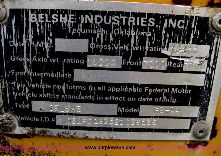 image for item AS9184 2002 Belshe FB-14 equipment trailer