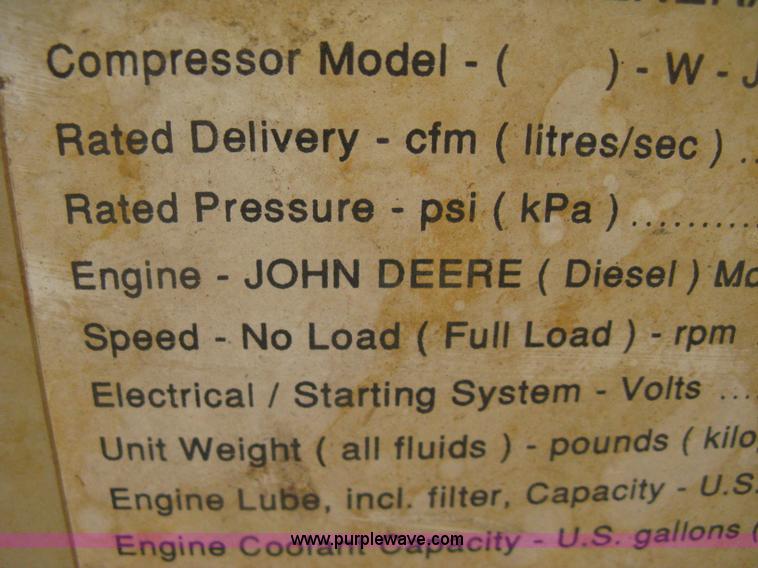 image for item AS9198 1995 Ingersoll Rand P175WJD mobile compressor