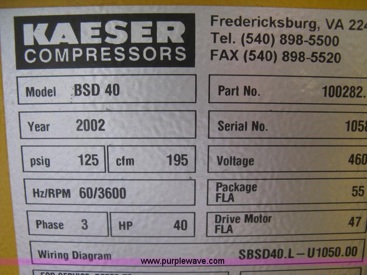 image for item AS9218 2002 Kaeser BSD40 industrial air compressor