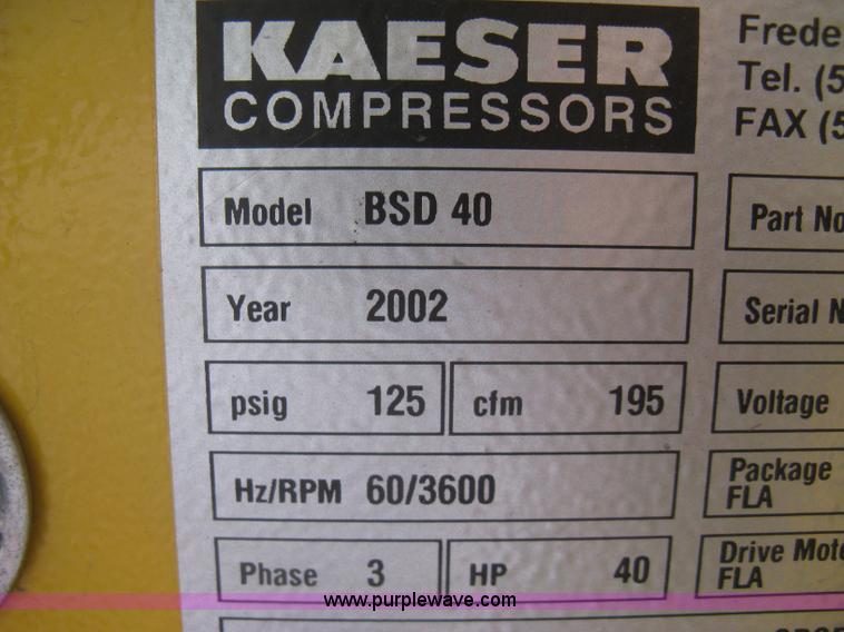image for item AS9218 2002 Kaeser BSD40 industrial air compressor