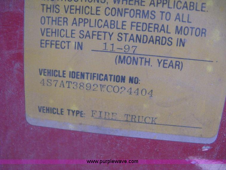 image for item H5458 1998 Spartan Gladiator fire truck