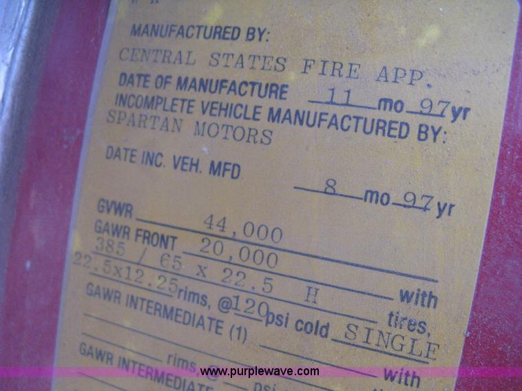 image for item H5458 1998 Spartan Gladiator fire truck