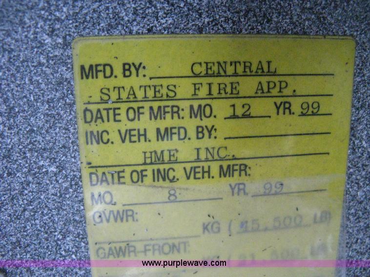 image for item H5461 2000 HME 1871 fire truck