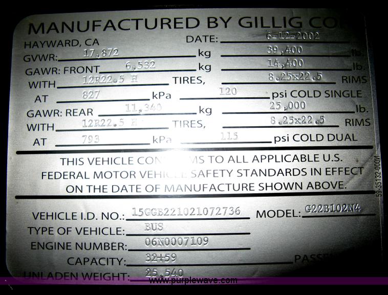 image for item H5464 2002 Gillig Low Floor 35' transit bus