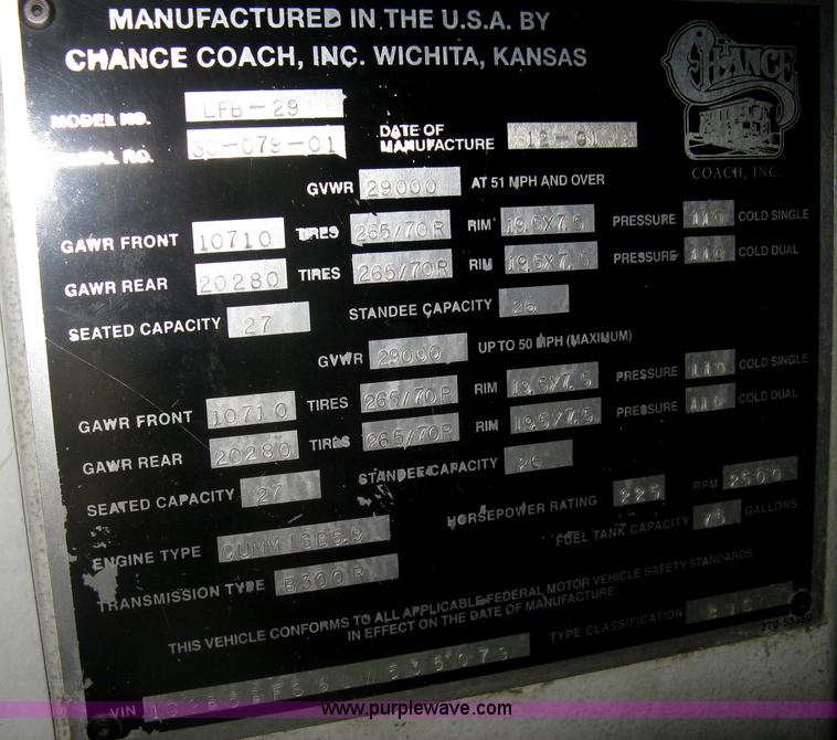 image for item H5469 2001 Chance Coach Opus LFB-29 29' transit bus