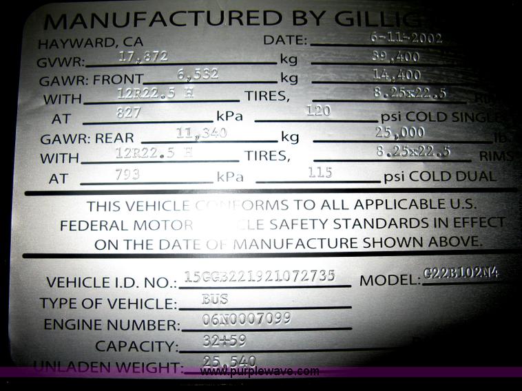 image for item H5474 2002 Gillig Low Floor 35' transit bus