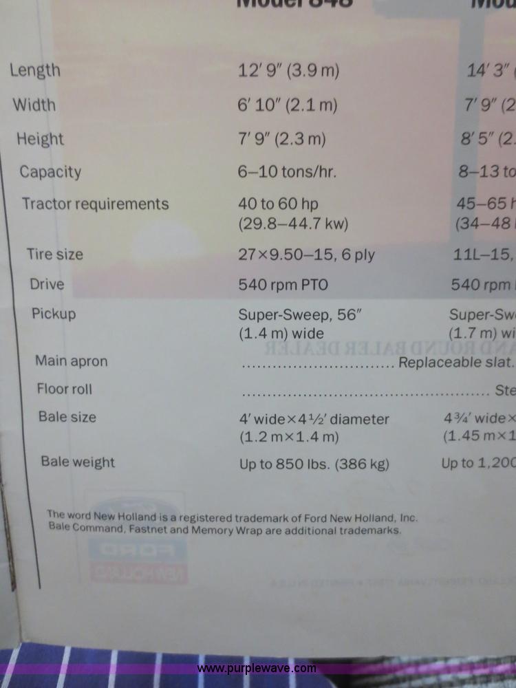 image for item F6983 1989 New Holland 848 round baler