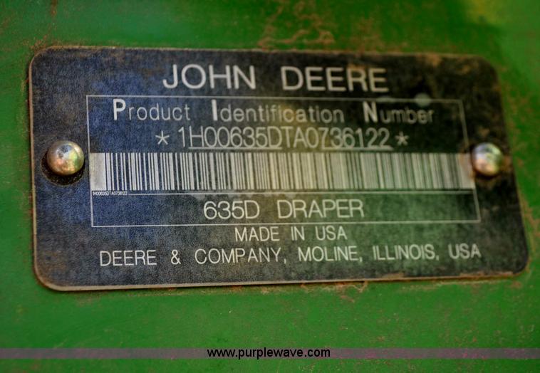 image for item G6480 2010 John Deere 635D 35' draper head