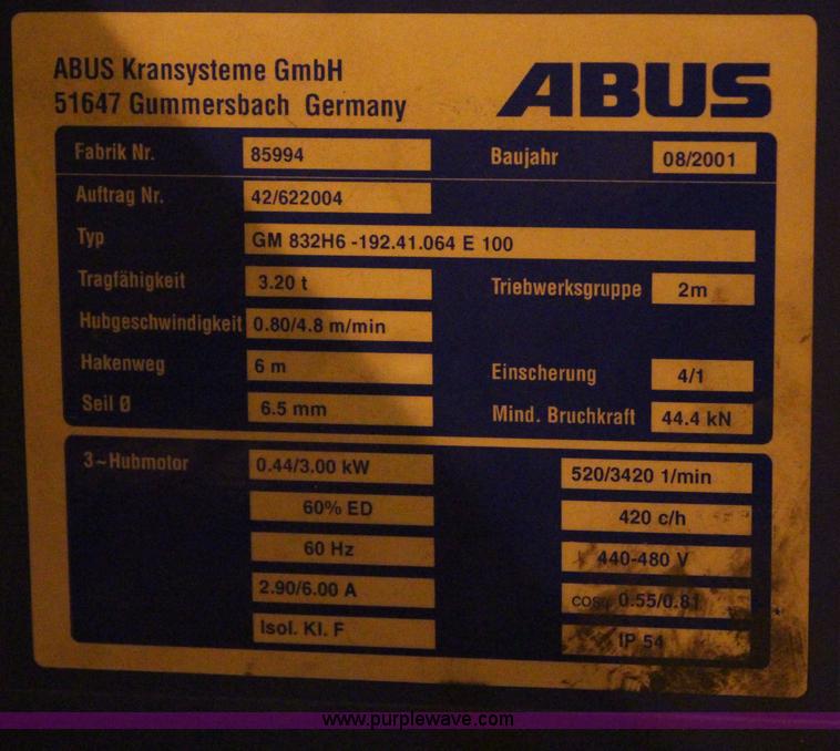 image for item AM9329 Macko Material three ton overhead crane