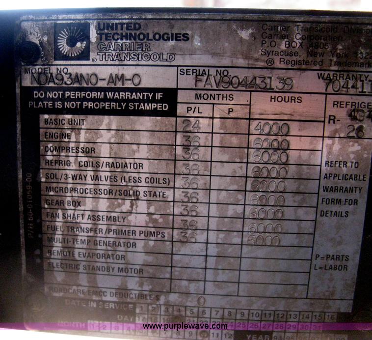 image for item AS9135 Carrier Ultra Fresh 2 NDA93AN0-AM-0 reefer refrigeration unit