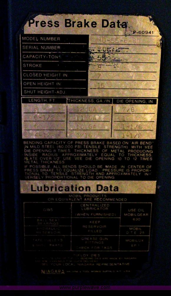 image for item AZ9842 Niagara HD-55-6-8 metal brake