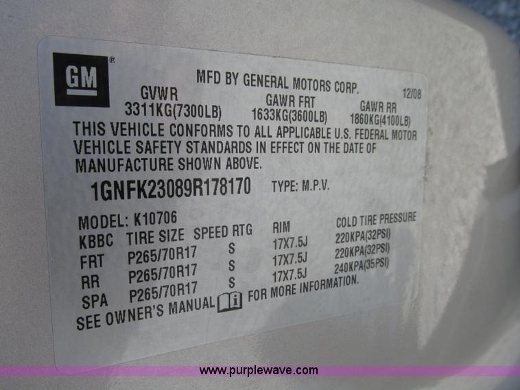 image for item F7391 2009 Chevrolet Tahoe LT SUV