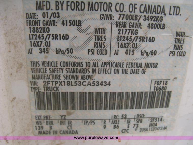 image for item H5438 2003 Ford F150 XLT SuperCab pickup truck