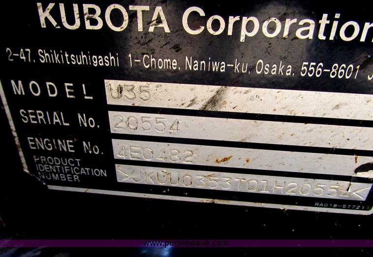 image for item I3978 2004 Kubota U35 compact excavator