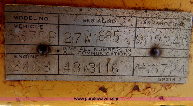 image for item H3343 1977 Caterpillar 637D dual engine conventional scraper