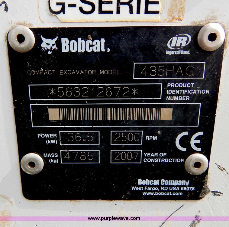 image for item H3350 2007 Bobcat 435HAG compact excavator