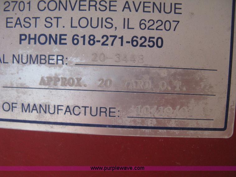 image for item H5430 2001 KL Metal Fab roll off dumpster