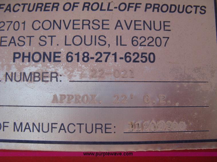 image for item H5431 2000 KL Metal Fab roll off dumpster