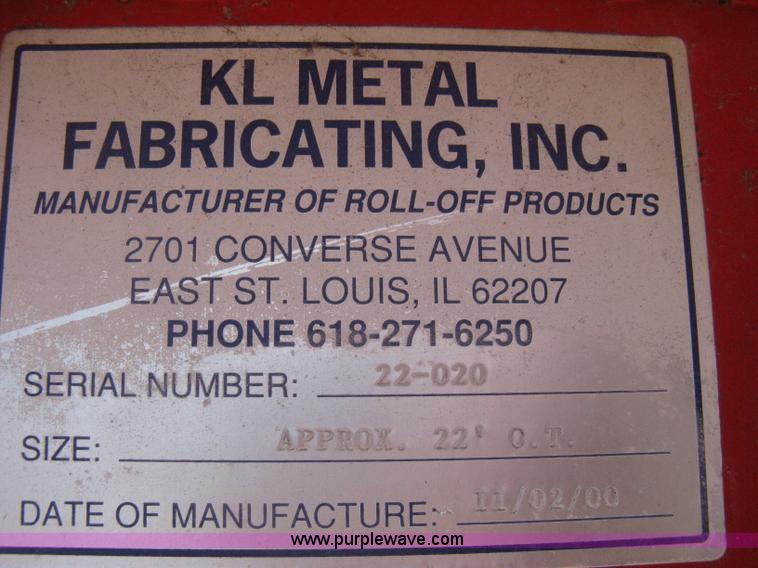 image for item H5434 2000 KL Metal Fab roll off dumpster