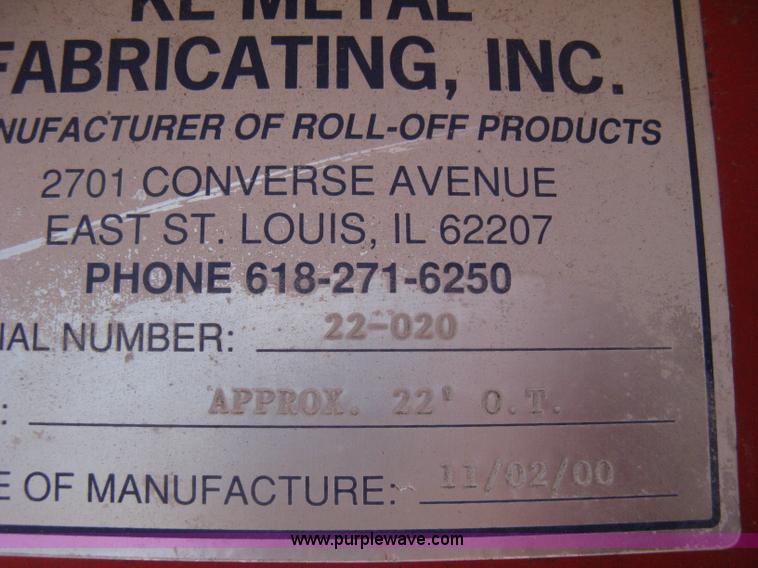 image for item H5434 2000 KL Metal Fab roll off dumpster