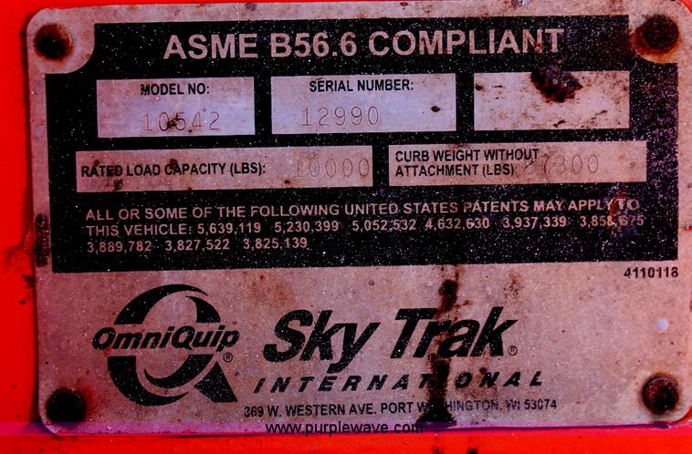 image for item H5643 2000 SkyTrak 10542 Legacy Series telehandler