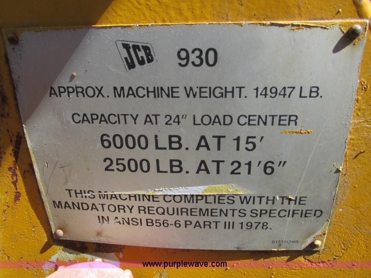 image for item I2549 1987 JCB 930 rough terrain forklift