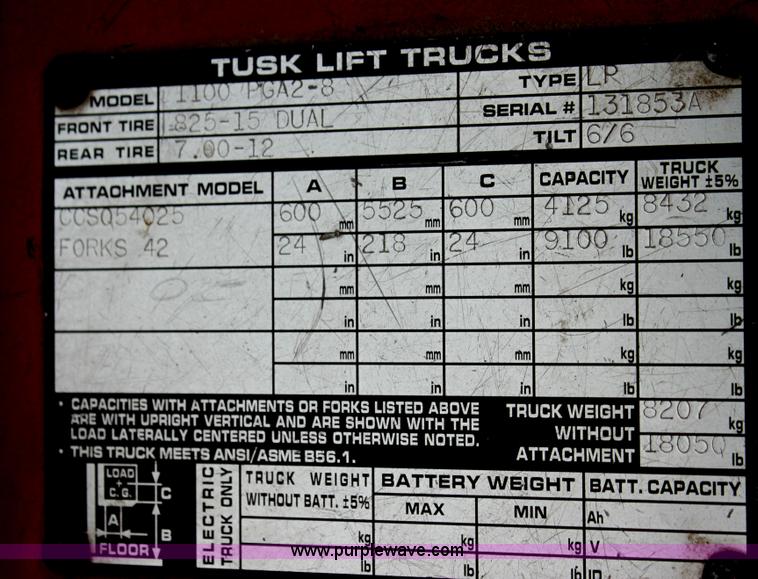 image for item I7377 Tusk 1100PGA2-8 forklift
