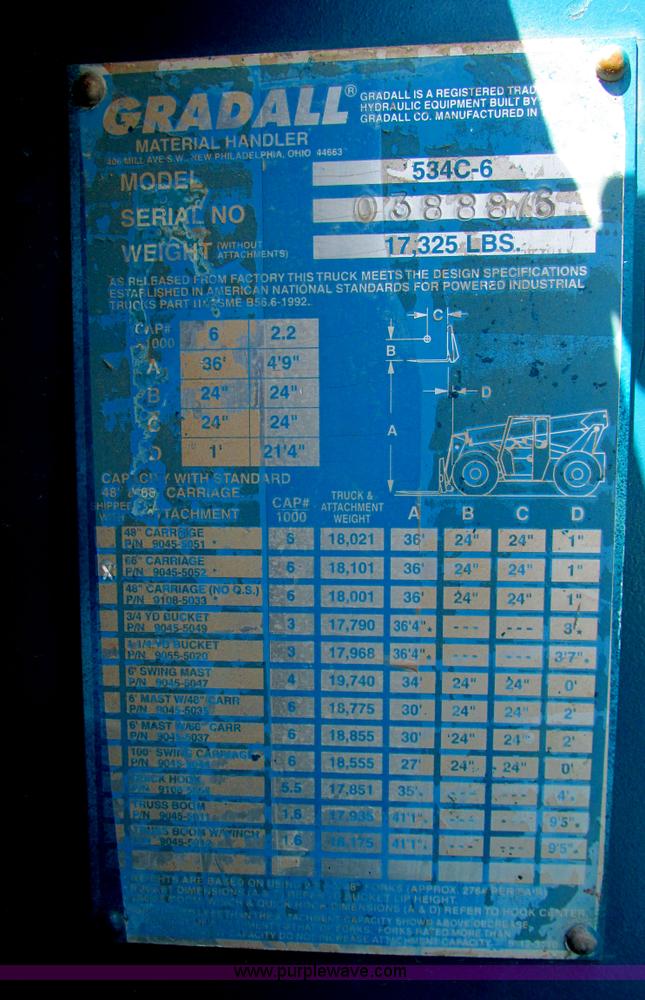 image for item I9632 1997 Gradall 534C-6 telehandler