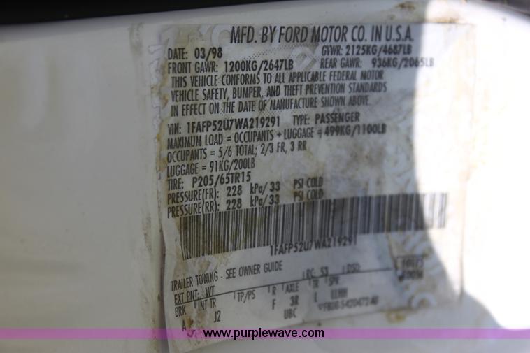 image for item AJ9426 1998 Ford Taurus LX