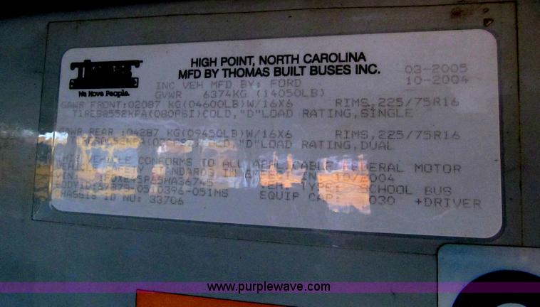 image for item E4695 2005 Ford E450 school bus