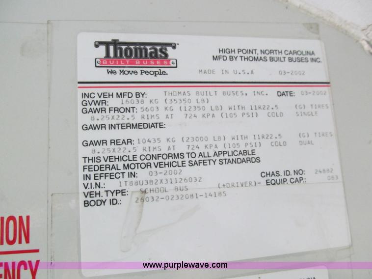 image for item E4896 2003 Thomas Built Saf-T-Liner MVP EF school bus