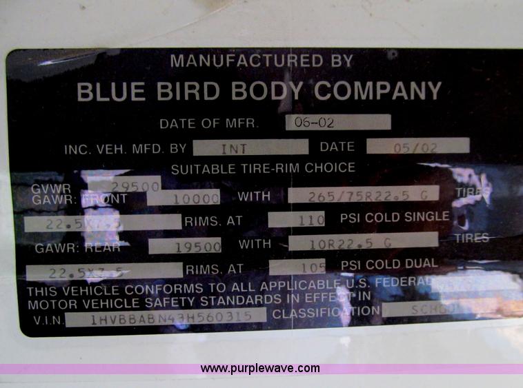 image for item E4897 2003 International 3800 school bus