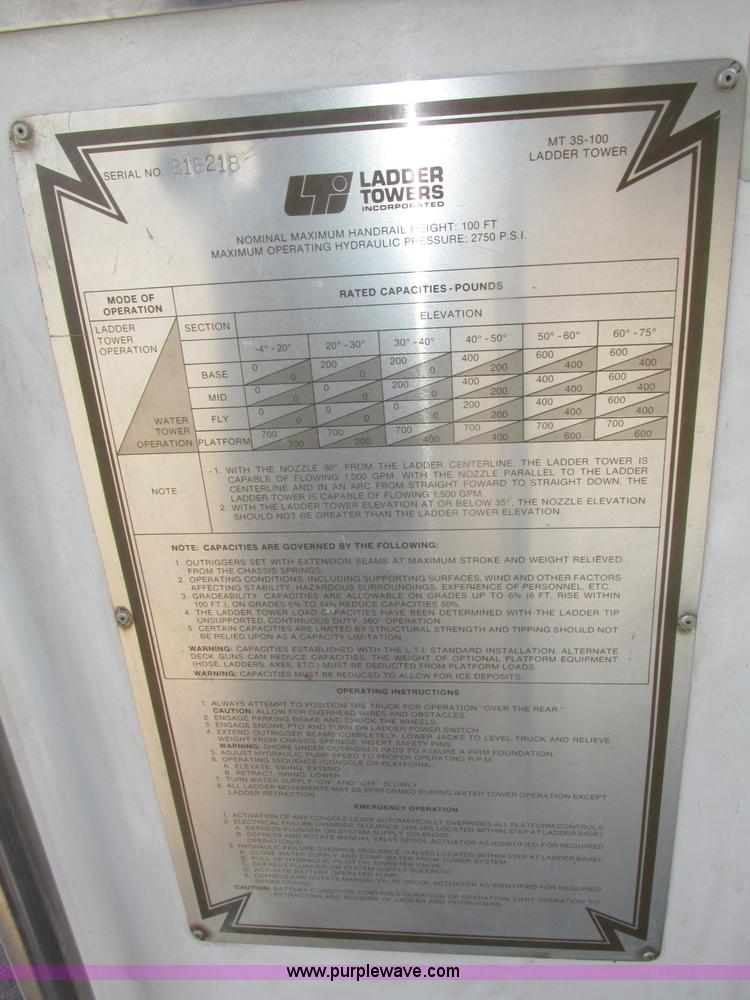 image for item F7365 1982 Hendrickson 1871-WS pumper/ladder fire truck